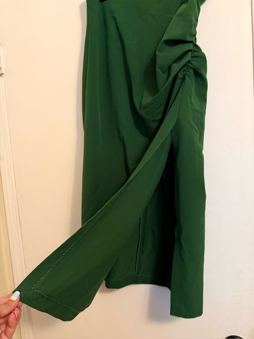 Zara Emerald Green High-Waist Midi Skirt with Side Slit - Picture 5 of 8